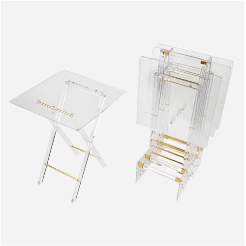 Plexi Tables set of 4 Gold Transparent Square