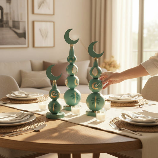 Centerpiece hand painted (sage green) Set of 3