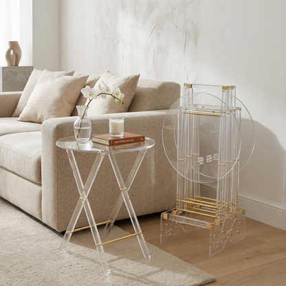 Plexi Tables set of 4 Gold Transparent Round